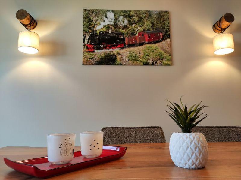 Ferienhaus Blaue Blume Mit 11 Kw Ladestation, Kamin, Terrasse, Eingezaeuntem Garten, Sauna, Wlan, Netflix, 2 Hunde Willkommen! Güntersberge Zewnętrze zdjęcie